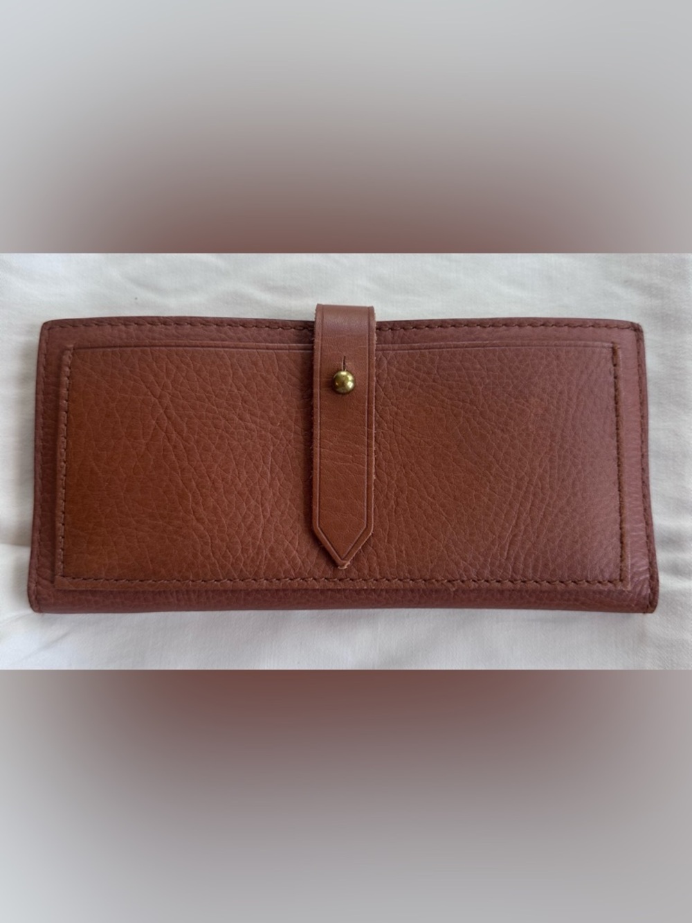 Madewell Leather Post Wallet with Brass Snap
